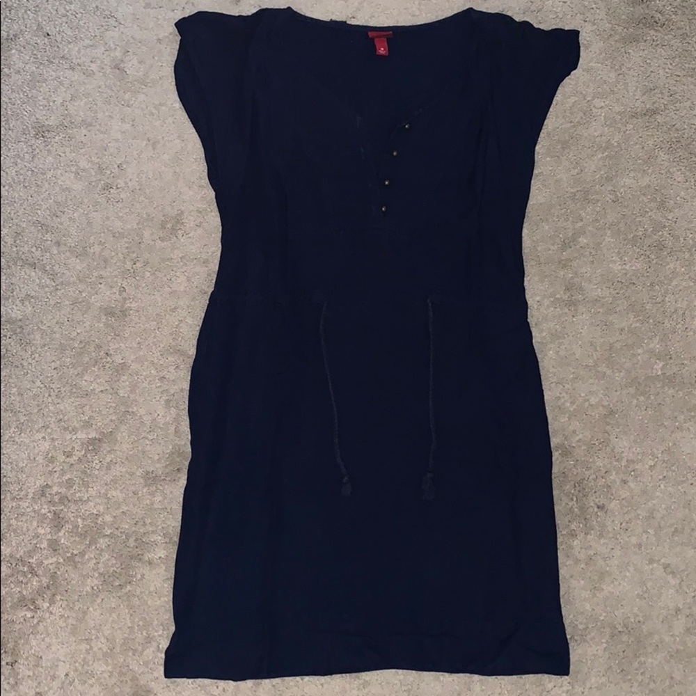 Merona navy blue linen blend tie-waist dress (10)